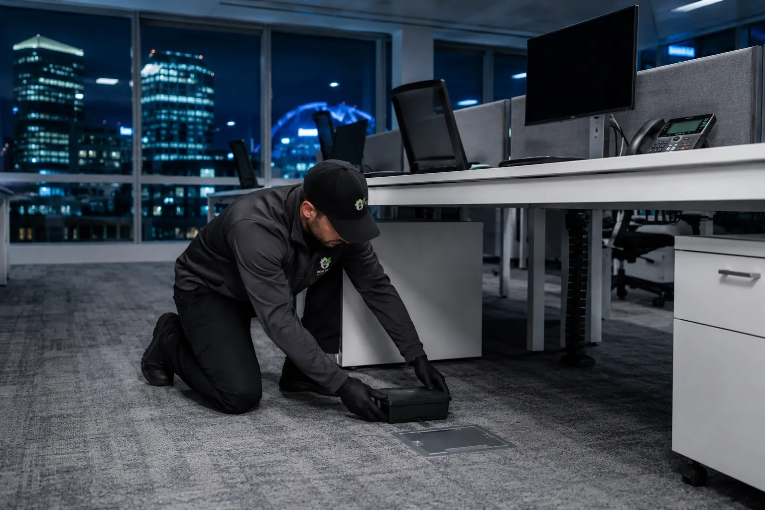 Dératisation bureaux Paris La Défense, souris open space faux plancher, désinsectisation entreprise Val d'Europe, hygiène au travail QVT, câble informatique rongé rat, poste appâtage sécurisé bureau, intervention discrète nuit.